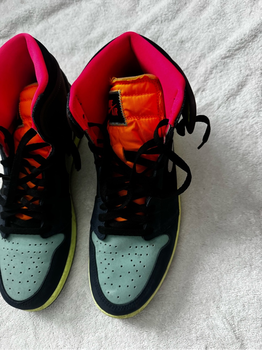 Jordan High-Top Sneakers in Black, Mint Green, Neon Orange, Hot Pink, Lime